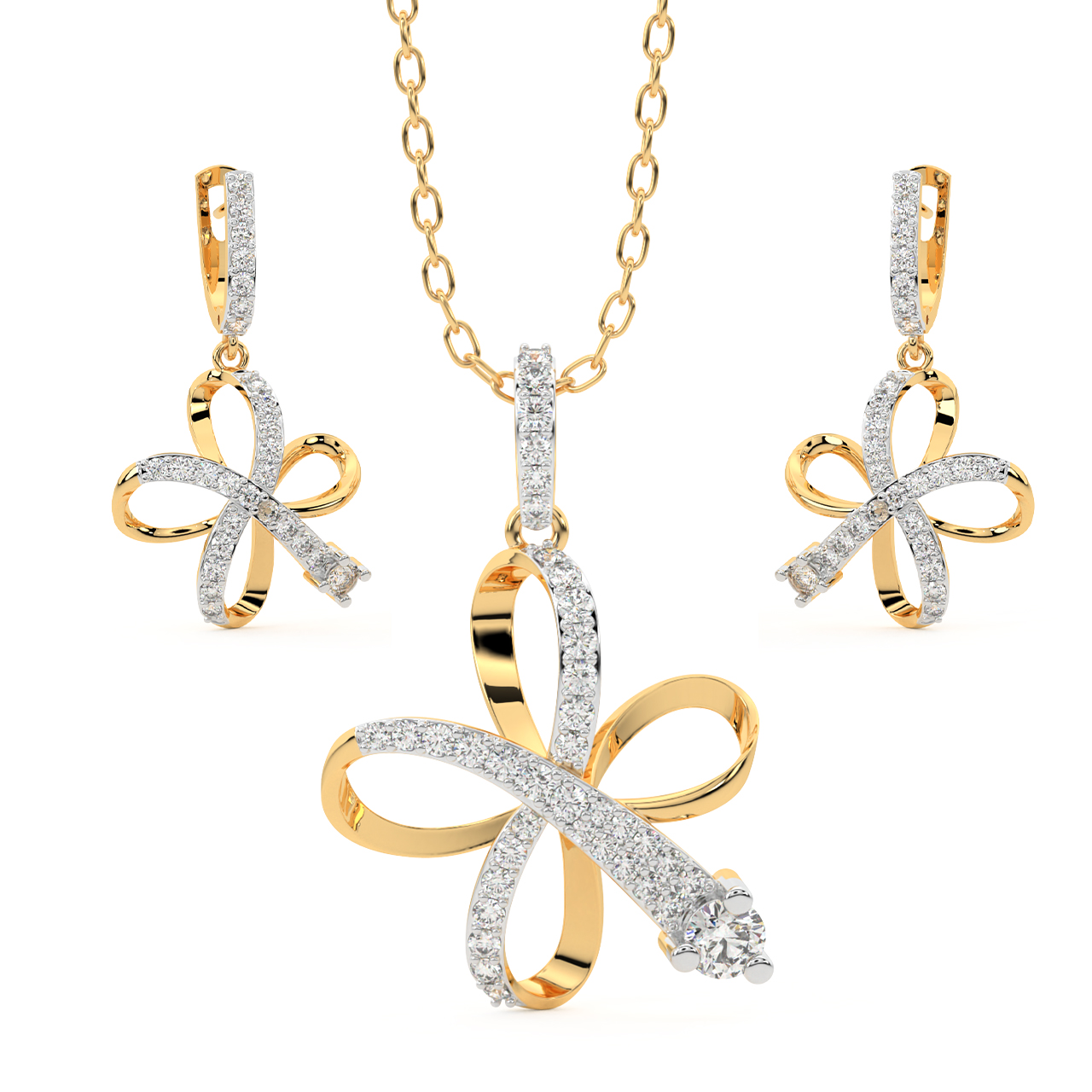 Rosy Round Diamond Pendant Set